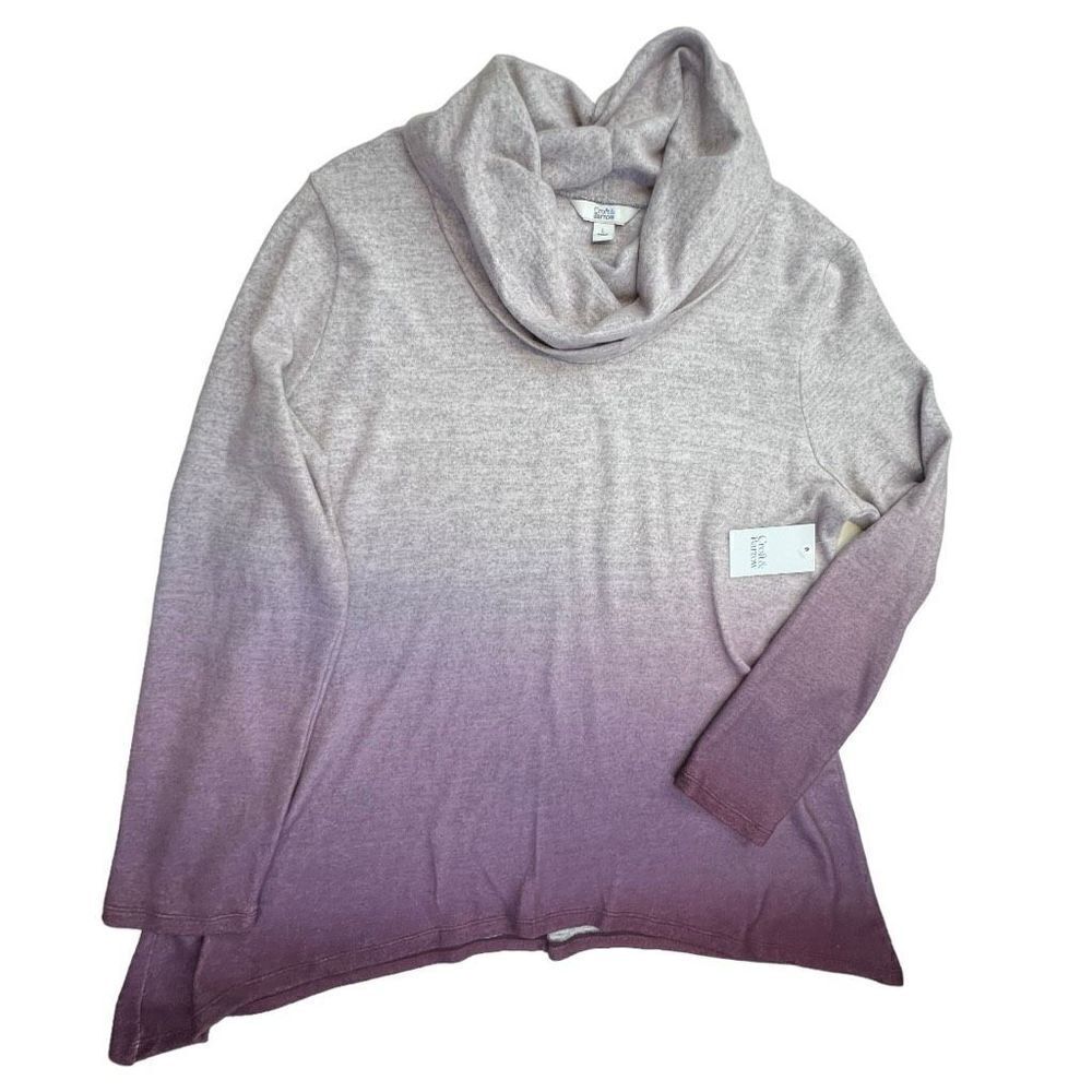KOHL'S Women's Cowl Neck Croft & Borrow Sweater Gray plum Ombre Large NWT
